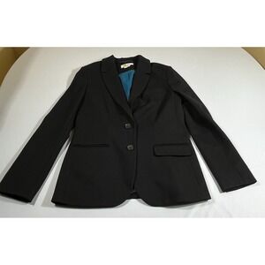 Boden Black Ponte Blazer Jacket Women US 8R Teal Lining Professional Workwear